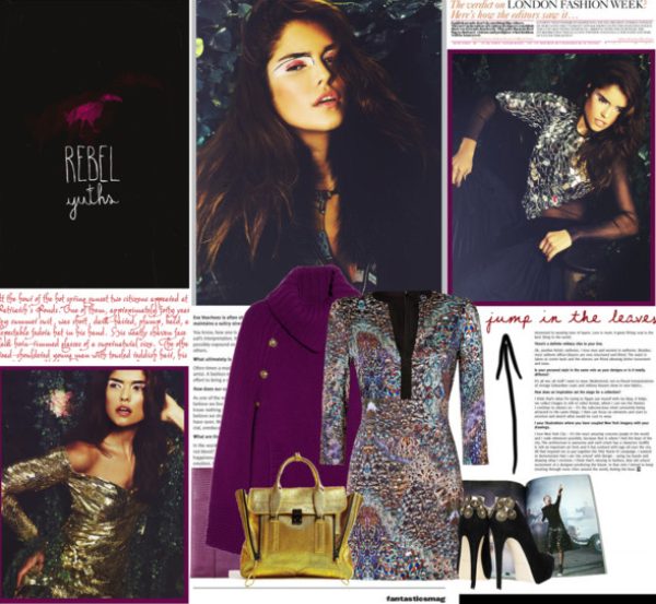 Force violette: Robe McQ Alexander McQueen, capeline Emilio Pucci, chaussures Brian Atwood et porte-monnaie Banana Republic. www.polyvore.com/jump_in_leaves/set?id=59060784.