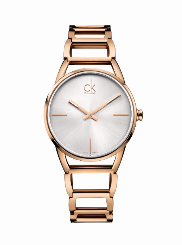 ck stately, boîtier et bracelet en or rose, mouvement à quartz, Calvin Klein.