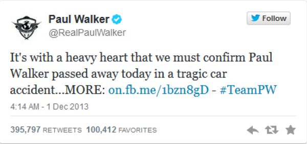 Paul Walker annonce... la mort de Paul Walker. Etrange.