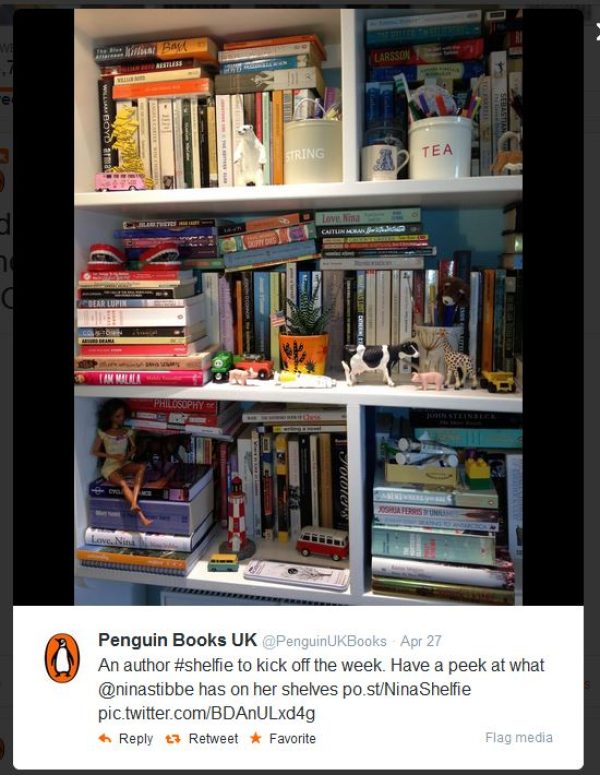 Un Shelfie publié par Penguin Books sur Twitter.