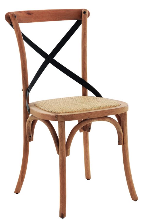 MANCHESTER: Chaise en chêne massif. Armature métallique en fer noir laqué. L 53 x H 88 x P 50 cm. 139 Sfr.
