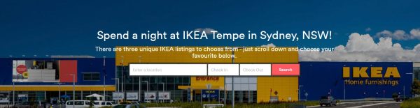 Capture d'écran du site Airbnb, Ikea Australie.
