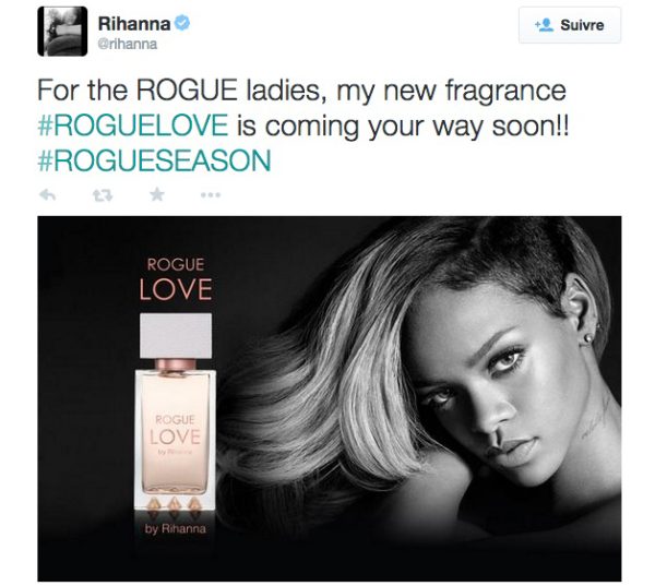 Rihanna a annoncé la sortie de son prochain parfum sur son compte Twitter.