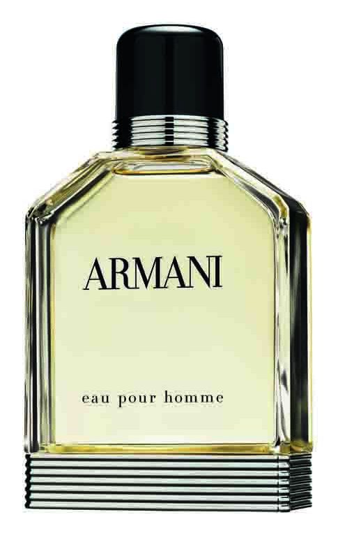 Le flacon revisité du parfum "Eau pour Homme", initialement créé en 1984 par Giorgio Armani.