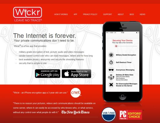 L'application Wickr promet de ne laisser aucune trace en ligne, afin d'échanger avec ses contacts en toute confidentialité.